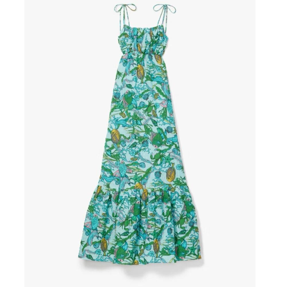 Kate Spade Women's Under The Sea Tie-Strap Dress Sleeveless Green Size Small - Picture 5 of 12